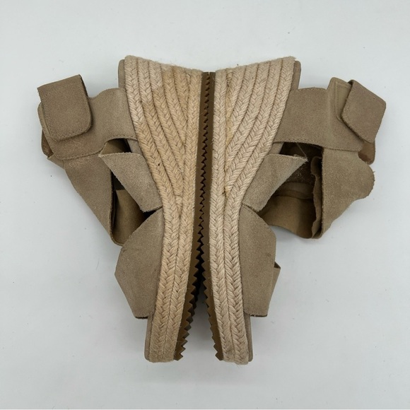 Eileen Fisher Willow 7 Gold Metallic Leather Suede Wedge Espadrilles  Sandals - Picture 9 of 12